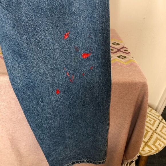 Giraffe Jeans Womens Printed Distressed Button Fly Boyfriend Jeans Blue Size 28 - Picture 5 of 7